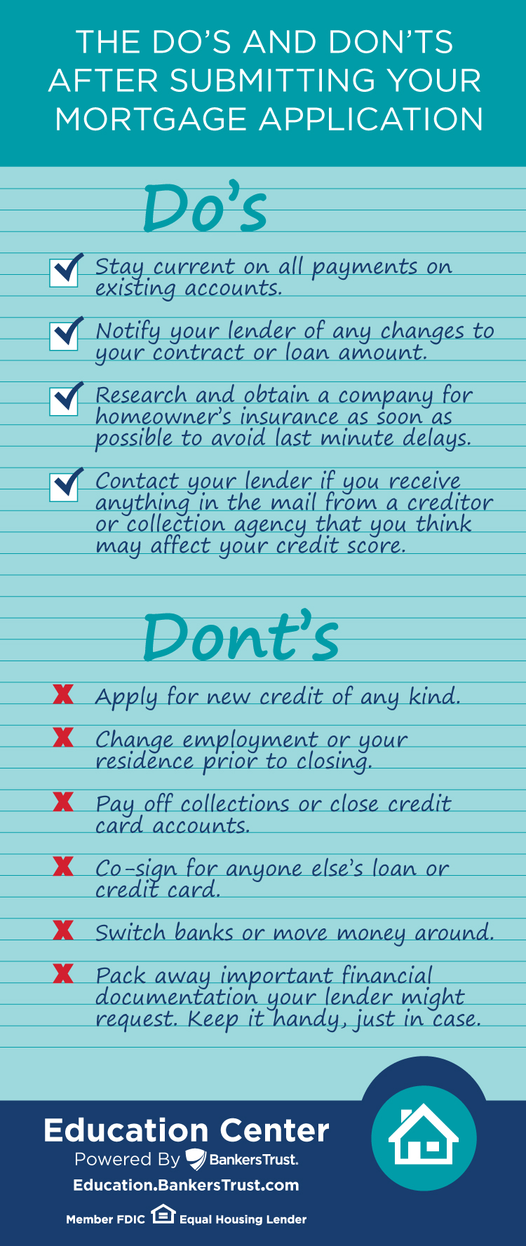 dos and don'ts of mortgage applications graphic