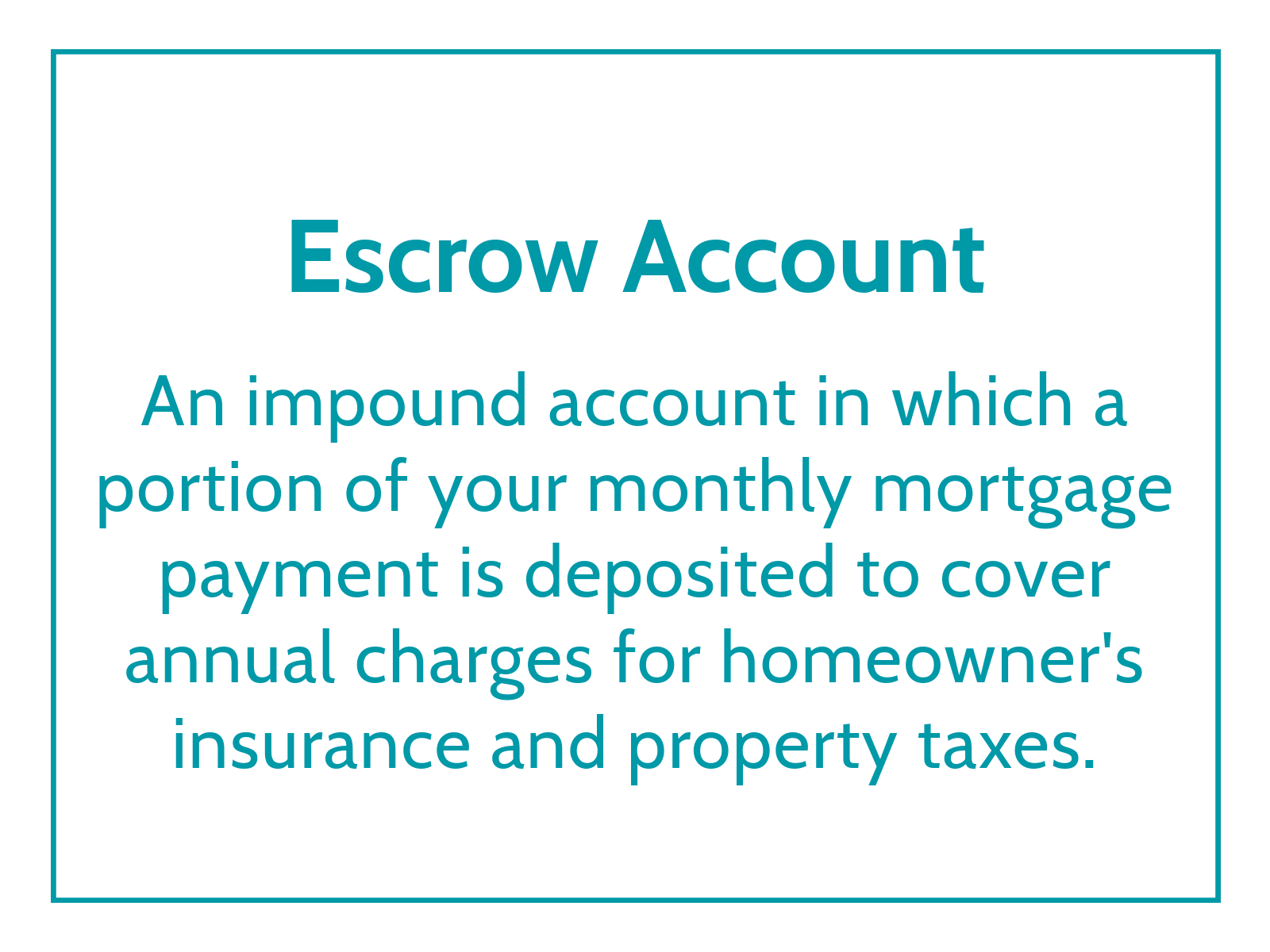 quote graphic - an escrow account is an impound account in which a portion of your monthly mortgage payment is deposited to cover annual charges for homeowner's insurance and property taxes.